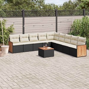 Maison exclusive - salon de jardin 10 pcs avec coussins noir résine tressée