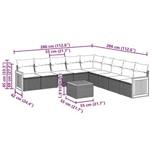 Maison exclusive - salon de jardin 10 pcs avec coussins noir résine tressée