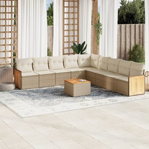 Maison exclusive - salon de jardin avec coussins 10 pcs beige résine tressée