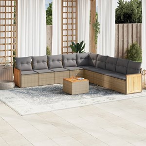 Maison exclusive - salon de jardin avec coussins 10 pcs beige résine tressée