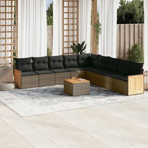 Maison exclusive - salon de jardin avec coussins 10 pcs gris résine tressée