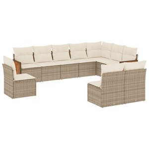 Maison exclusive - salon de jardin avec coussins 10 pcs beige résine tressée