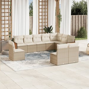 Maison exclusive - salon de jardin avec coussins 10 pcs beige résine tressée
