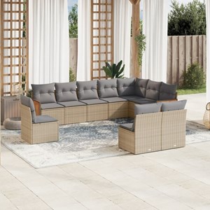 Maison exclusive - salon de jardin avec coussins 10 pcs beige résine tressée