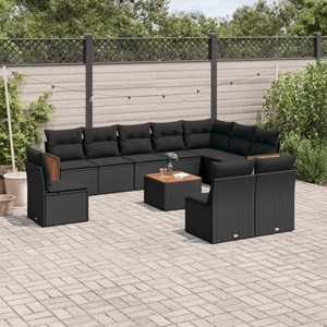 Maison exclusive - salon de jardin 11 pcs avec coussins noir résine tressée