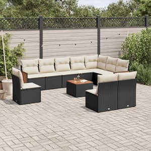 Maison exclusive - salon de jardin 11 pcs avec coussins noir résine tressée