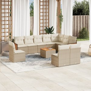 Maison exclusive - salon de jardin 11 pcs avec coussins beige résine tressée