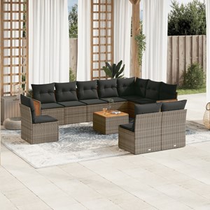 Maison exclusive - salon de jardin 11 pcs avec coussins gris résine tressée