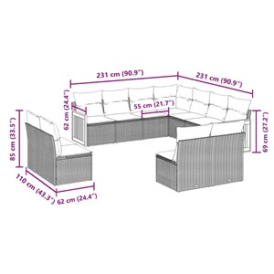 Maison exclusive - salon de jardin 11 pcs avec coussins noir résine tressée