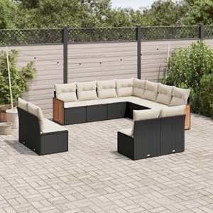 Maison exclusive - salon de jardin 11 pcs avec coussins noir résine tressée