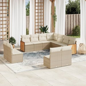 Maison exclusive - salon de jardin 11 pcs avec coussins beige résine tressée