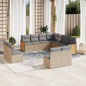 Maison exclusive - salon de jardin 11 pcs avec coussins beige résine tressée