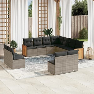 Maison exclusive - salon de jardin 11 pcs avec coussins gris résine tressée