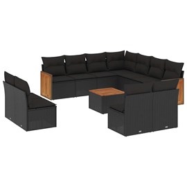 Maison exclusive - salon de jardin 12 pcs avec coussins noir résine tressée