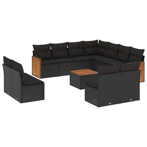 Maison exclusive - salon de jardin 12 pcs avec coussins noir résine tressée