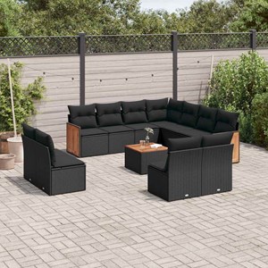 Maison exclusive - salon de jardin 12 pcs avec coussins noir résine tressée