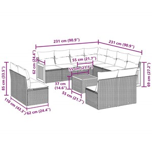 Maison exclusive - salon de jardin 12 pcs avec coussins noir résine tressée