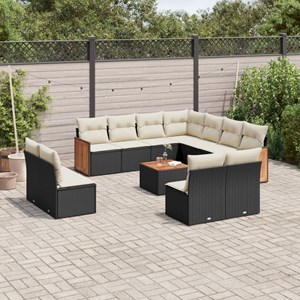 Maison exclusive - salon de jardin 12 pcs avec coussins noir résine tressée