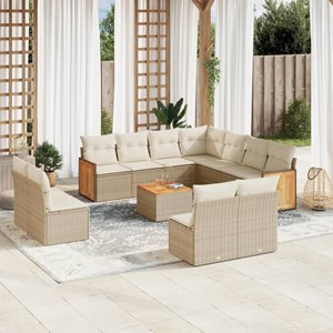 Maison exclusive - salon de jardin avec coussins 12 pcs beige résine tressée