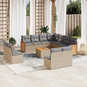 Maison exclusive - salon de jardin avec coussins 12 pcs beige résine tressée