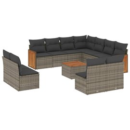 Maison exclusive - salon de jardin avec coussins 12 pcs gris résine tressée