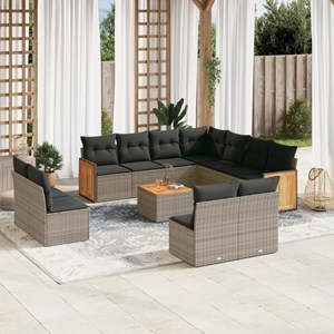 Maison exclusive - salon de jardin avec coussins 12 pcs gris résine tressée