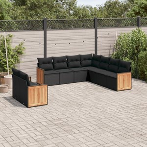 Maison exclusive - salon de jardin 9 pcs avec coussins noir résine tressée