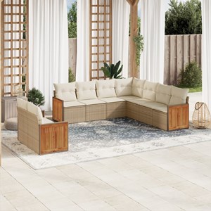 Maison exclusive - salon de jardin avec coussins 9 pcs beige résine tressée