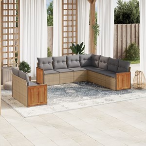 Maison exclusive - salon de jardin avec coussins 9 pcs beige résine tressée