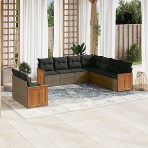 Maison exclusive - salon de jardin 9 pcs avec coussins gris résine tressée