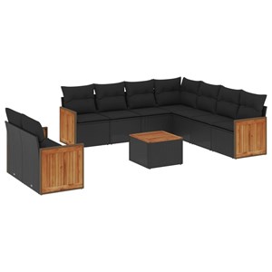 Maison exclusive - salon de jardin 10 pcs avec coussins noir résine tressée