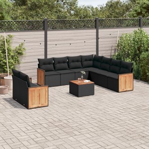 Maison exclusive - salon de jardin 10 pcs avec coussins noir résine tressée