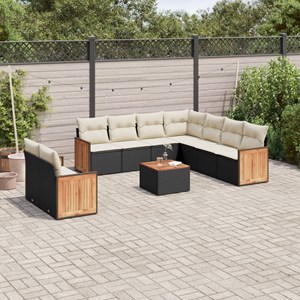 Maison exclusive - salon de jardin 10 pcs avec coussins noir résine tressée