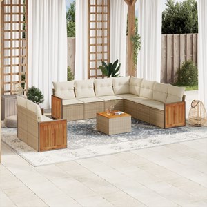 Maison exclusive - salon de jardin avec coussins 10 pcs beige résine tressée