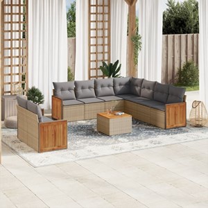 Maison exclusive - salon de jardin avec coussins 10 pcs beige résine tressée