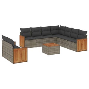 Maison exclusive - salon de jardin avec coussins 10 pcs gris résine tressée