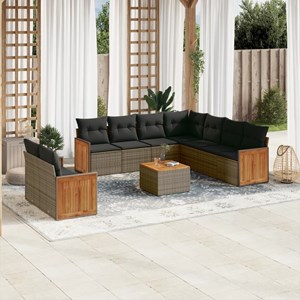 Maison exclusive - salon de jardin avec coussins 10 pcs gris résine tressée