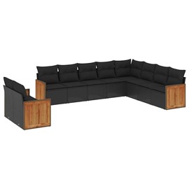Maison exclusive - salon de jardin 10 pcs avec coussins noir résine tressée