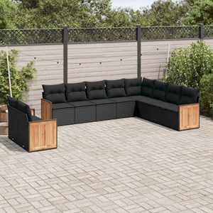 Maison exclusive - salon de jardin 10 pcs avec coussins noir résine tressée