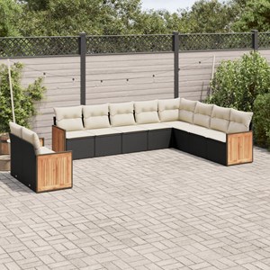 Maison exclusive - salon de jardin 10 pcs avec coussins noir résine tressée
