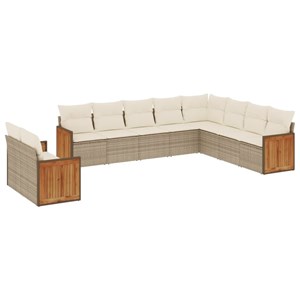 Maison exclusive - salon de jardin avec coussins 10 pcs beige résine tressée
