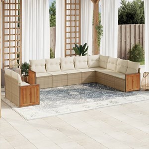 Maison exclusive - salon de jardin avec coussins 10 pcs beige résine tressée