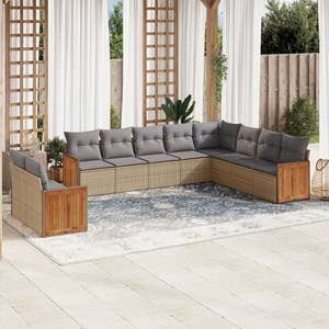 Maison exclusive - salon de jardin avec coussins 10 pcs beige résine tressée