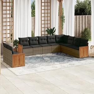 Maison exclusive - salon de jardin avec coussins 10 pcs gris résine tressée
