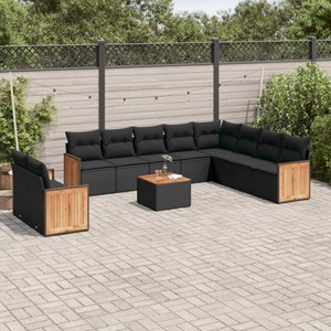 Maison exclusive - salon de jardin 11 pcs avec coussins noir résine tressée