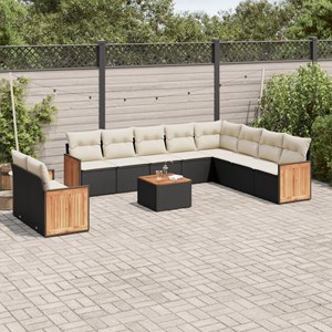 Maison exclusive - salon de jardin 11 pcs avec coussins noir résine tressée