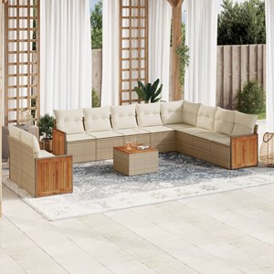 Maison exclusive - salon de jardin 11 pcs avec coussins beige résine tressée