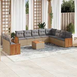 Maison exclusive - salon de jardin 11 pcs avec coussins beige résine tressée