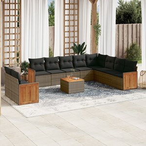 Maison exclusive - salon de jardin 11 pcs avec coussins gris résine tressée