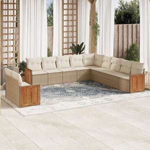 Maison exclusive - salon de jardin 11 pcs avec coussins beige résine tressée
